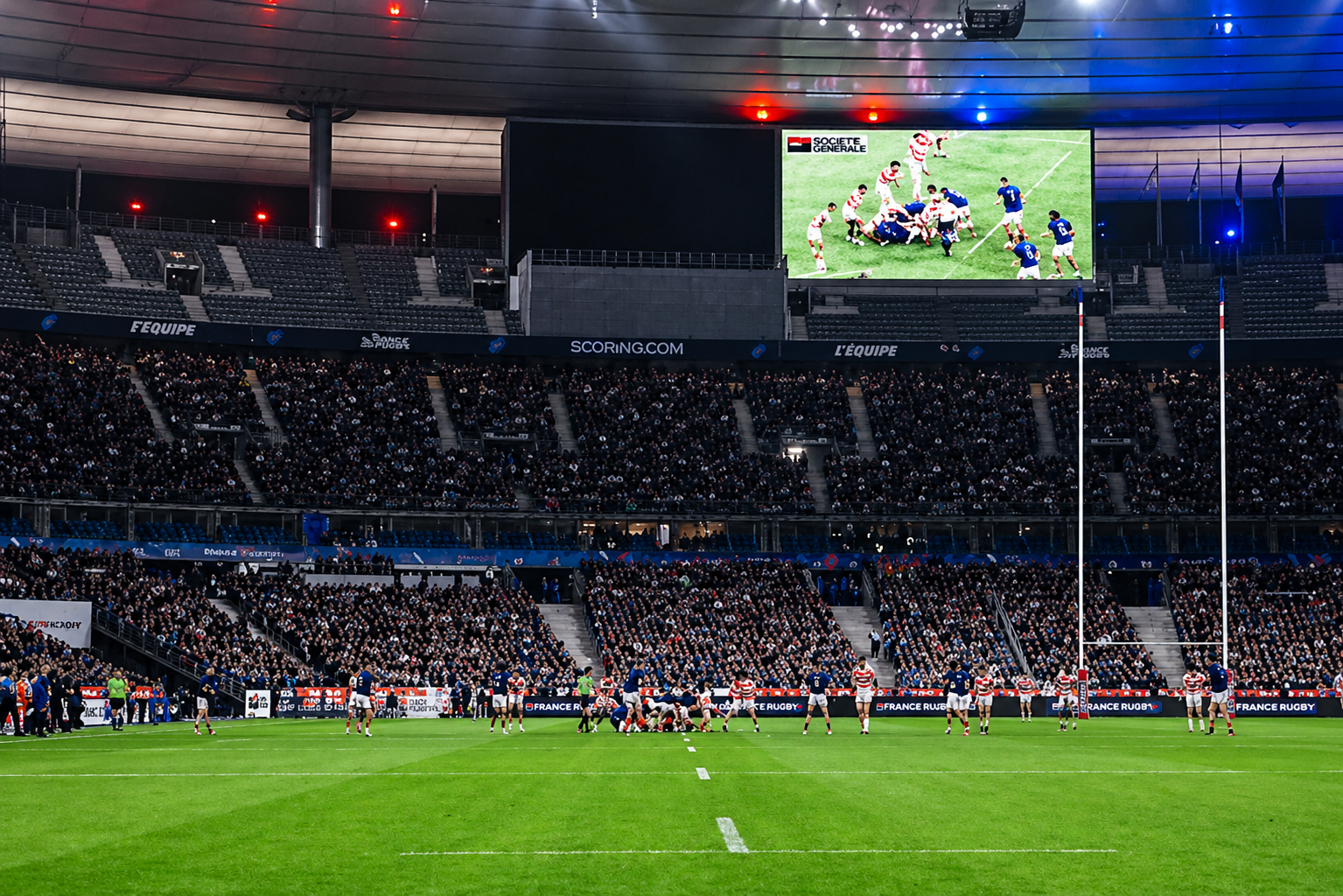 Stade de rugby rempli de spectateurs